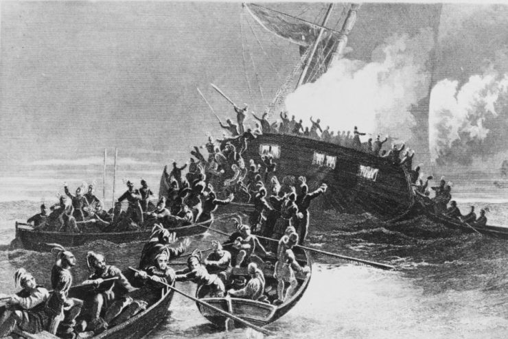 Painting of the Capture and Burning of H.M. Revenue Schooner Gaspee, off Providence, Rhode Island, 9 June 1772
