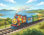 Cartoon of a Happy Train