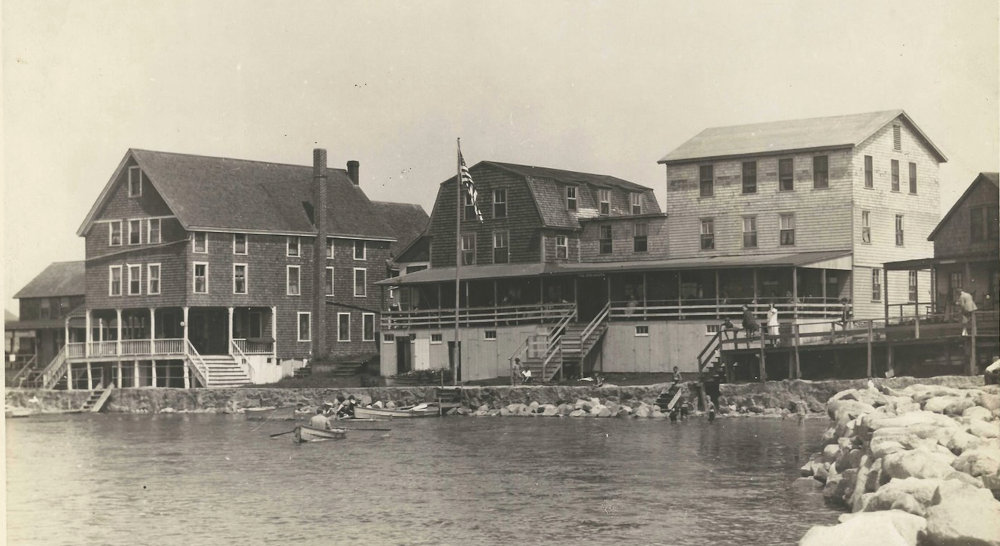 Image from the QHS collection showing Worcester House and The Breakers, two hotels along the Old Breachway, sometime before the 1938 Hurricane. 