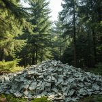 Image of a pile of money in the forest