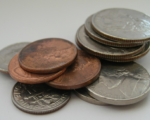 A picture of loose change (coins)