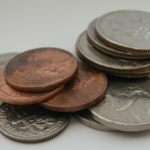 A picture of loose change (coins)