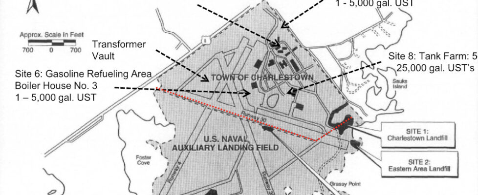 map of some contamination sources at Ninigret Park